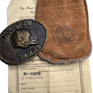 1980 Houston Oilers Heritage Mint Belt Buckle Bag Certificate Of Authenticity